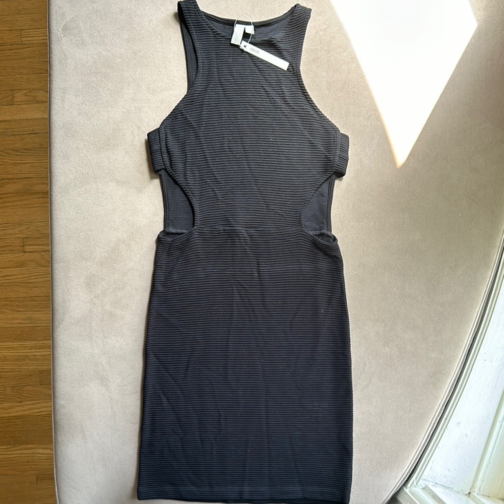 ASOS - NWT- Sz 6- Black Ribbed Cut Out Dress